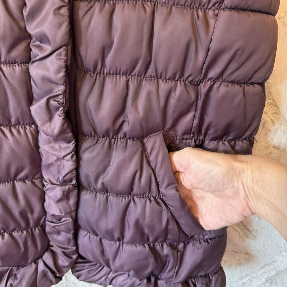 Coldwater Creek Puffer Vest Women Large XS 4-6 Dark Purple Quilted Full Zip - Picture 7 of 10